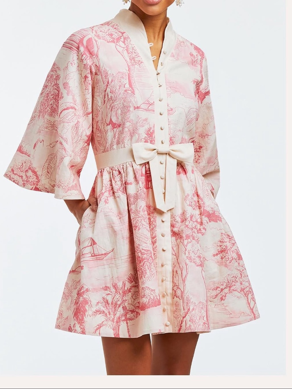 Mestiza Carmin Pink Toile Mini Dress